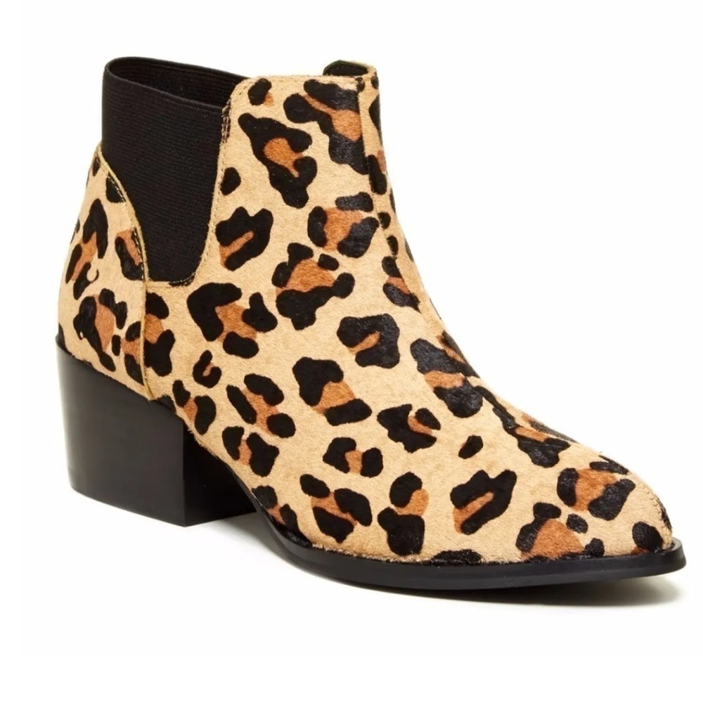 STEVE MADDEN Palace Western Leopard Print Calf Hair Chelsea Bootie, Size 7.5 B